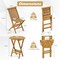 Costway 3 PCS Folding Patio Bistro Set Teak Wood Round Table and Chairs Furniture Set